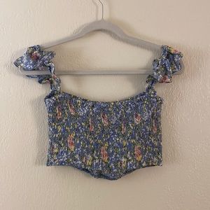 floral blue top